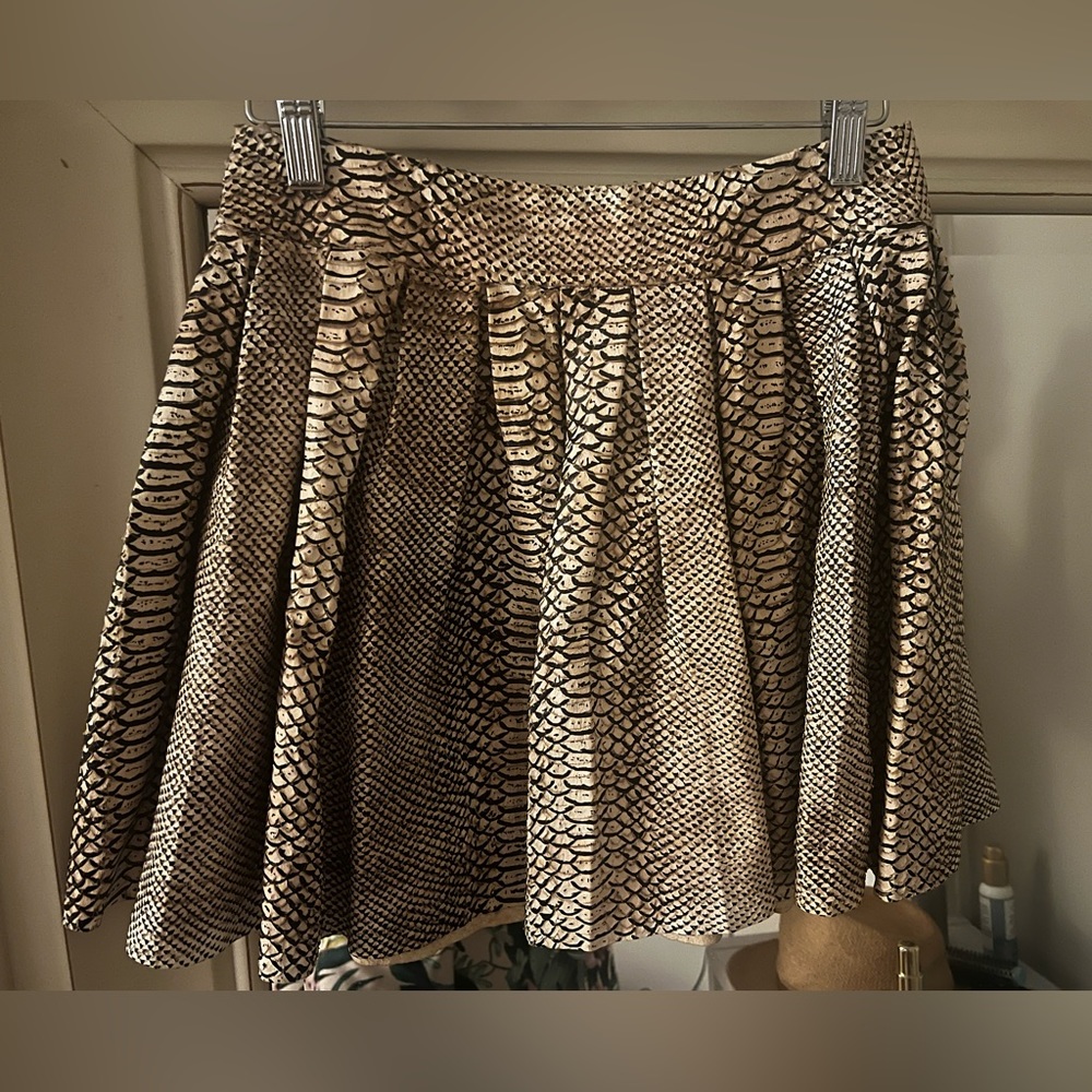 Alice+Olivia Alligator Skin Box Pleat Skirt